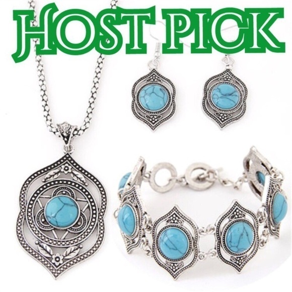✅3X Host Pick✅ Tibetan Faux Turquoise 3 Piece Set - Picture 1 of 6
